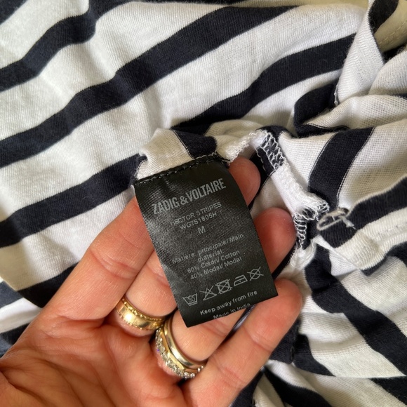 Zadig & Voltaire Striped Crew Neck T-Shirt - Picture 8 of 8